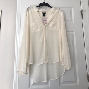 Torrid Ivory Chiffon & Lace Blouse - NWT